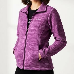 Columbia Women’s Fast Trek II Small Fleece Jacket Purple Pink Full Zip Pockets